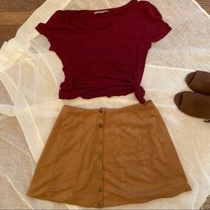 Altr’d State Brown Button Up Suede Skirt